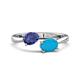 1 - Afra 1.30 ctw Iolite Pear Shape (7x5 mm) & Turquoise Oval Shape (7x5 mm) Toi Et Moi Engagement Ring 