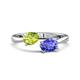 1 - Afra 1.65 ctw Peridot Pear Shape (7x5 mm) & Tanzanite Oval Shape (7x5 mm) Toi Et Moi Engagement Ring 