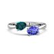 1 - Afra 1.70 ctw London Blue Topaz Pear Shape (7x5 mm) & Tanzanite Oval Shape (7x5 mm) Toi Et Moi Engagement Ring 