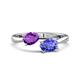 1 - Afra 1.50 ctw Amethyst Pear Shape (7x5 mm) & Tanzanite Oval Shape (7x5 mm) Toi Et Moi Engagement Ring 