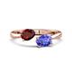 1 - Afra 1.75 ctw Red Garnet Pear Shape (7x5 mm) & Tanzanite Oval Shape (7x5 mm) Toi Et Moi Engagement Ring 