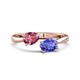 1 - Afra 1.55 ctw Pink Tourmaline Pear Shape (7x5 mm) & Tanzanite Oval Shape (7x5 mm) Toi Et Moi Engagement Ring 