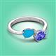 3 - Afra 1.20 ctw Turquoise Pear Shape (7x5 mm) & Tanzanite Oval Shape (7x5 mm) Toi Et Moi Engagement Ring 