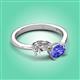 3 - Afra 1.75 ctw White Sapphire Pear Shape (7x5 mm) & Tanzanite Oval Shape (7x5 mm) Toi Et Moi Engagement Ring 