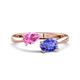 1 - Afra 1.75 ctw Pink Sapphire Pear Shape (7x5 mm) & Tanzanite Oval Shape (7x5 mm) Toi Et Moi Engagement Ring 