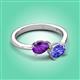 3 - Afra 1.50 ctw Amethyst Pear Shape (7x5 mm) & Tanzanite Oval Shape (7x5 mm) Toi Et Moi Engagement Ring 