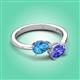 3 - Afra 1.70 ctw Blue Topaz Pear Shape (7x5 mm) & Tanzanite Oval Shape (7x5 mm) Toi Et Moi Engagement Ring 