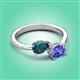 3 - Afra 1.70 ctw London Blue Topaz Pear Shape (7x5 mm) & Tanzanite Oval Shape (7x5 mm) Toi Et Moi Engagement Ring 