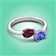 3 - Afra 1.75 ctw Rhodolite Garnet Pear Shape (7x5 mm) & Tanzanite Oval Shape (7x5 mm) Toi Et Moi Engagement Ring 