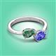 3 - Afra 1.71 ctw Lab Created Alexandrite Pear Shape (7x5 mm) & Tanzanite Oval Shape (7x5 mm) Toi Et Moi Engagement Ring 