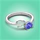 3 - Afra 1.20 ctw Opal Pear Shape (7x5 mm) & Tanzanite Oval Shape (7x5 mm) Toi Et Moi Engagement Ring 