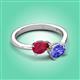 3 - Afra 1.80 ctw Ruby Pear Shape (7x5 mm) & Tanzanite Oval Shape (7x5 mm) Toi Et Moi Engagement Ring 