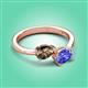 3 - Afra 1.50 ctw Smoky Quartz Pear Shape (7x5 mm) & Tanzanite Oval Shape (7x5 mm) Toi Et Moi Engagement Ring 