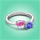 3 - Afra 1.75 ctw Pink Sapphire Pear Shape (7x5 mm) & Tanzanite Oval Shape (7x5 mm) Toi Et Moi Engagement Ring 