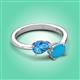 3 - Afra 1.55 ctw Blue Topaz Pear Shape (7x5 mm) & Turquoise Oval Shape (7x5 mm) Toi Et Moi Engagement Ring 
