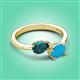 3 - Afra 1.55 ctw London Blue Topaz Pear Shape (7x5 mm) & Turquoise Oval Shape (7x5 mm) Toi Et Moi Engagement Ring 