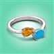 3 - Afra 1.35 ctw Citrine Pear Shape (7x5 mm) & Turquoise Oval Shape (7x5 mm) Toi Et Moi Engagement Ring 