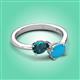 3 - Afra 1.55 ctw London Blue Topaz Pear Shape (7x5 mm) & Turquoise Oval Shape (7x5 mm) Toi Et Moi Engagement Ring 