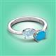 3 - Afra 1.30 ctw Aquamarine Pear Shape (7x5 mm) & Turquoise Oval Shape (7x5 mm) Toi Et Moi Engagement Ring 