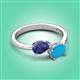 3 - Afra 1.30 ctw Iolite Pear Shape (7x5 mm) & Turquoise Oval Shape (7x5 mm) Toi Et Moi Engagement Ring 