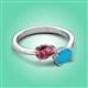 3 - Afra 1.40 ctw Pink Tourmaline Pear Shape (7x5 mm) & Turquoise Oval Shape (7x5 mm) Toi Et Moi Engagement Ring 