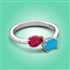 3 - Afra 1.65 ctw Ruby Pear Shape (7x5 mm) & Turquoise Oval Shape (7x5 mm) Toi Et Moi Engagement Ring 