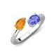 4 - Afra 1.50 ctw Citrine Pear Shape (7x5 mm) & Tanzanite Oval Shape (7x5 mm) Toi Et Moi Engagement Ring 