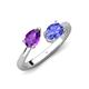 4 - Afra 1.50 ctw Amethyst Pear Shape (7x5 mm) & Tanzanite Oval Shape (7x5 mm) Toi Et Moi Engagement Ring 