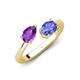 4 - Afra 1.50 ctw Amethyst Pear Shape (7x5 mm) & Tanzanite Oval Shape (7x5 mm) Toi Et Moi Engagement Ring 