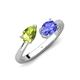 4 - Afra 1.65 ctw Peridot Pear Shape (7x5 mm) & Tanzanite Oval Shape (7x5 mm) Toi Et Moi Engagement Ring 