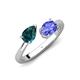 4 - Afra 1.70 ctw London Blue Topaz Pear Shape (7x5 mm) & Tanzanite Oval Shape (7x5 mm) Toi Et Moi Engagement Ring 