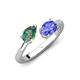 4 - Afra 1.71 ctw Lab Created Alexandrite Pear Shape (7x5 mm) & Tanzanite Oval Shape (7x5 mm) Toi Et Moi Engagement Ring 