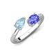 4 - Afra 1.45 ctw Aquamarine Pear Shape (7x5 mm) & Tanzanite Oval Shape (7x5 mm) Toi Et Moi Engagement Ring 