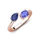 4 - Afra 1.45 ctw Iolite Pear Shape (7x5 mm) & Tanzanite Oval Shape (7x5 mm) Toi Et Moi Engagement Ring 