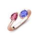 4 - Afra 1.55 ctw Pink Tourmaline Pear Shape (7x5 mm) & Tanzanite Oval Shape (7x5 mm) Toi Et Moi Engagement Ring 