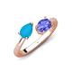 4 - Afra 1.75 ctw Blue Sapphire Pear Shape (7x5 mm) & Tanzanite Oval Shape (7x5 mm) Toi Et Moi Engagement Ring 