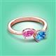3 - Afra 1.90 ctw Pink Sapphire Pear Shape (7x5 mm) & Blue Topaz Oval Shape (7x5 mm) Toi Et Moi Engagement Ring 