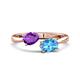 1 - Afra 1.65 ctw Amethyst Pear Shape (7x5 mm) & Blue Topaz Oval Shape (7x5 mm) Toi Et Moi Engagement Ring 