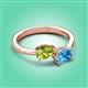 3 - Afra 1.80 ctw Peridot Pear Shape (7x5 mm) & Blue Topaz Oval Shape (7x5 mm) Toi Et Moi Engagement Ring 