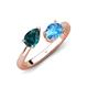 4 - Afra 1.85 ctw London Blue Topaz Pear Shape (7x5 mm) & Blue Topaz Oval Shape (7x5 mm) Toi Et Moi Engagement Ring 