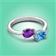 3 - Afra 1.65 ctw Amethyst Pear Shape (7x5 mm) & Blue Topaz Oval Shape (7x5 mm) Toi Et Moi Engagement Ring 