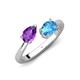 4 - Afra 1.65 ctw Amethyst Pear Shape (7x5 mm) & Blue Topaz Oval Shape (7x5 mm) Toi Et Moi Engagement Ring 