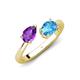 4 - Afra 1.65 ctw Amethyst Pear Shape (7x5 mm) & Blue Topaz Oval Shape (7x5 mm) Toi Et Moi Engagement Ring 