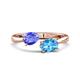 1 - Afra 1.75 ctw Tanzanite Pear Shape (7x5 mm) & Blue Topaz Oval Shape (7x5 mm) Toi Et Moi Engagement Ring 