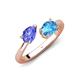 4 - Afra 1.75 ctw Tanzanite Pear Shape (7x5 mm) & Blue Topaz Oval Shape (7x5 mm) Toi Et Moi Engagement Ring 