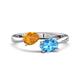 1 - Afra 1.65 ctw Citrine Pear Shape (7x5 mm) & Blue Topaz Oval Shape (7x5 mm) Toi Et Moi Engagement Ring 