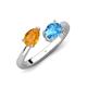 4 - Afra 1.65 ctw Citrine Pear Shape (7x5 mm) & Blue Topaz Oval Shape (7x5 mm) Toi Et Moi Engagement Ring 