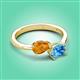 3 - Afra 1.65 ctw Citrine Pear Shape (7x5 mm) & Blue Topaz Oval Shape (7x5 mm) Toi Et Moi Engagement Ring 