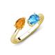 4 - Afra 1.65 ctw Citrine Pear Shape (7x5 mm) & Blue Topaz Oval Shape (7x5 mm) Toi Et Moi Engagement Ring 