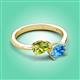 3 - Afra 1.80 ctw Peridot Pear Shape (7x5 mm) & Blue Topaz Oval Shape (7x5 mm) Toi Et Moi Engagement Ring 